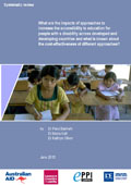 What are the impacts of approaches to increase the accessibility to education for people with a disability across developed and developing countries and what is known about the cost-effectiveness of different approaches?